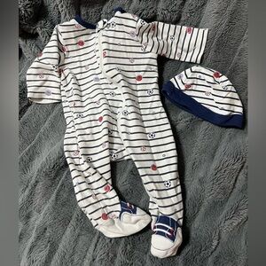 3 mo sports Onesie and hat